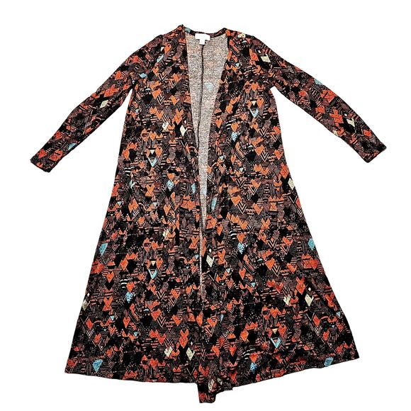 Boho Chic Long Cardigan Womens Sz XS Sweater Pockets Stretch Aztec LuLaRoe - Picture 1 of 10